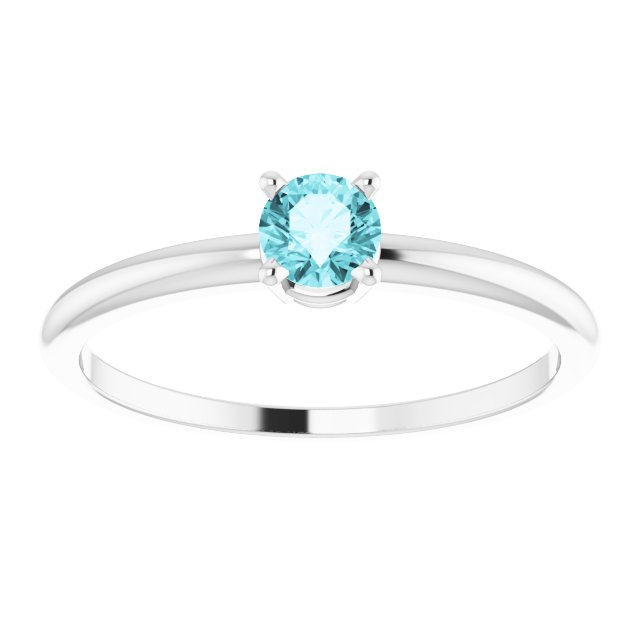 Sterling Silver 4 mm Natural Blue Zircon Ring