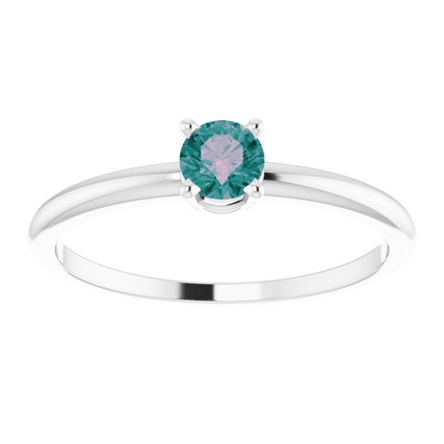 Sterling Silver 4 mm Lab-Grown Alexandrite Ring