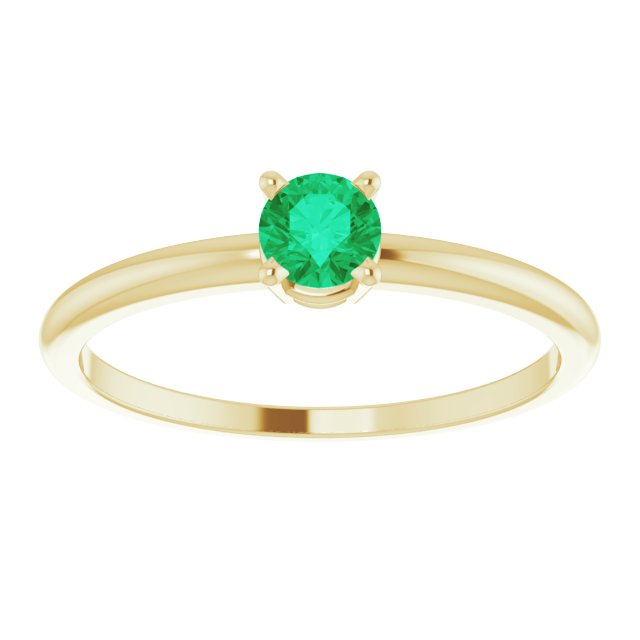 14K Yellow 4 mm Lab-Grown Emerald Ring