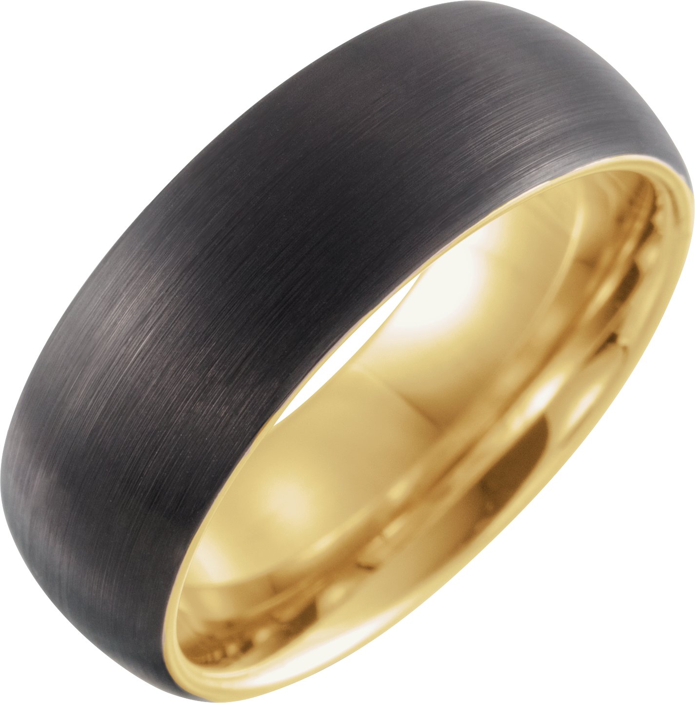 18K Yellow Gold PVD & Black PVD Tungsten 8 mm Half Round Size 7 Band