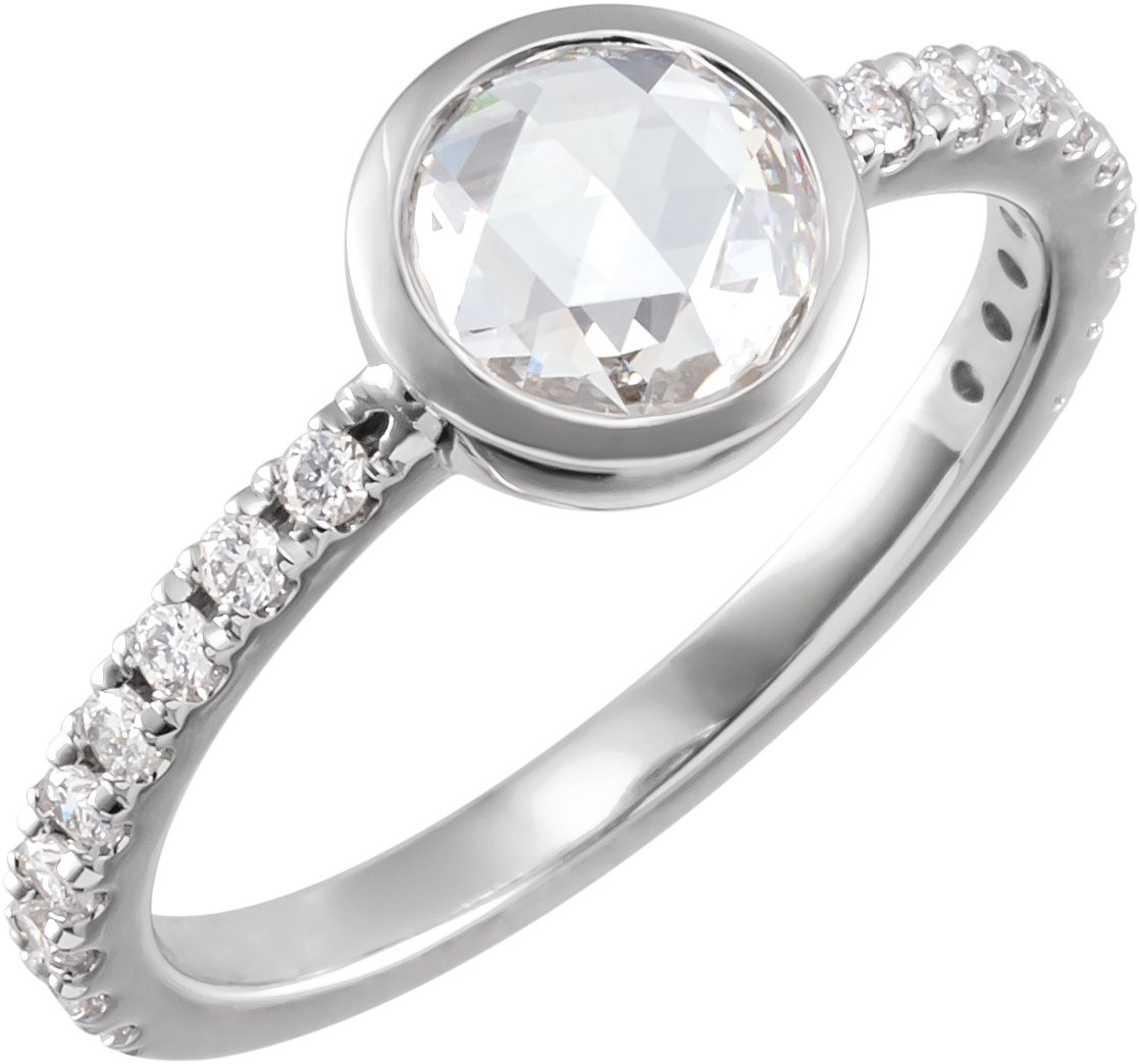 124126 / Zásnubný prsteň / Neosadený / striebro / Guľatý / 5.7 Mm / Vyleštený / French-Set Rose-Cut Engagement Ring Mounting
