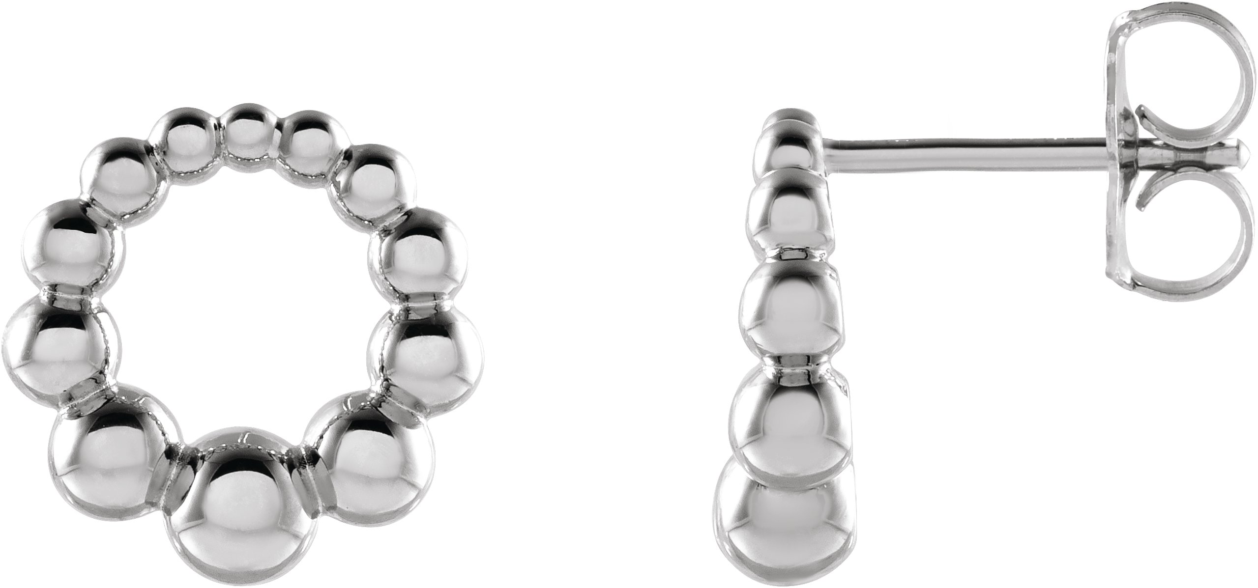 Sterling Silver Graduated Beaded Circle Earrings Ref 17399272