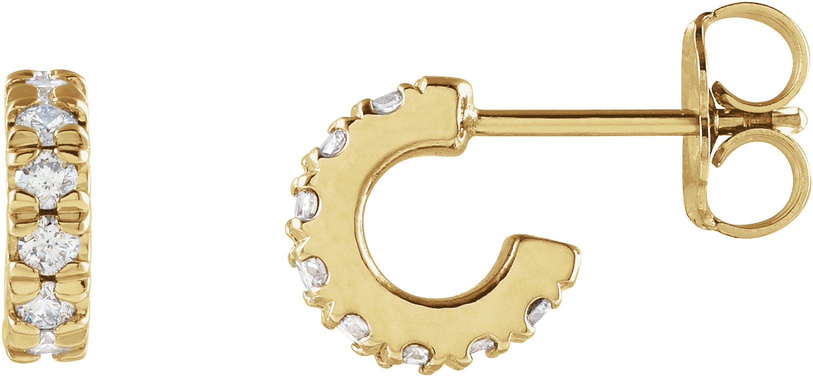 14K Yellow 1/4 CTW Lab-Grown Diamond French-Set Huggie Hoop Earrings