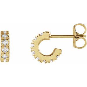 14K Yellow 1/4 CTW Lab-Grown Diamond French-Set Huggie Hoop Earrings