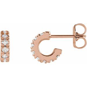 14K Rose 1/4 CTW Lab-Grown Diamond French-Set 8 mm Huggie Earrings