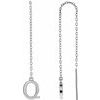 14K White Single Initial Q Chain Earring Ref. 17158049