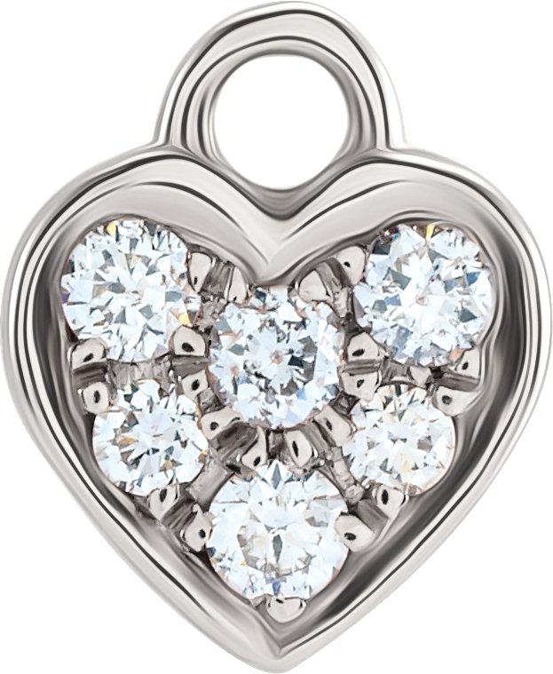 14K White .06 CTW Natural Diamond Heart Dangle