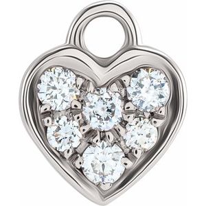 14K White .06 CTW Natural Diamond Heart Dangle
