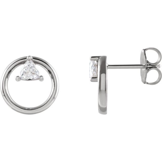 14K White 1/4 CTW Diamond Geometric Earrings