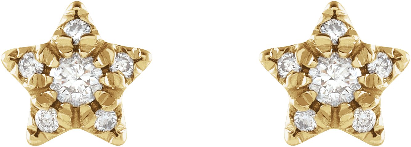 14K Yellow 1/10 CTW Diamond Star Earrings