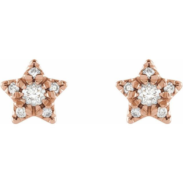 14K Rose 1/10 CTW Natural Diamond Star Earrings
