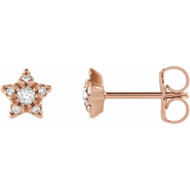 14K Rose 1/10 CTW Natural Diamond Star Earrings