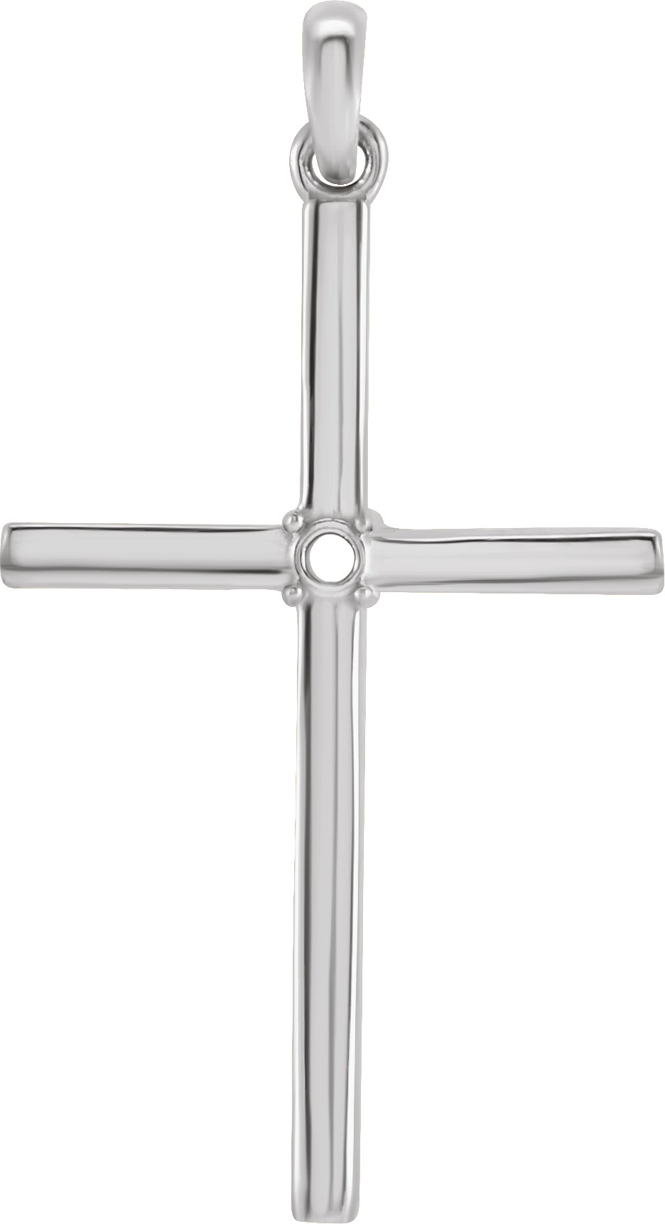 10K White 2 mm Round Cross Pendant Mounting