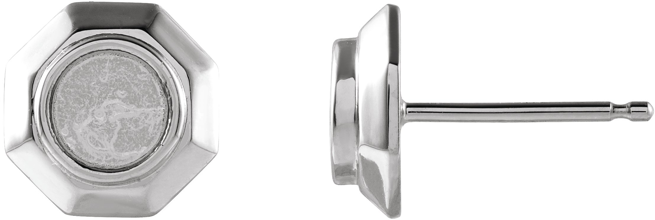 Platinum 4 mm Round Geometric Cabochon Earring