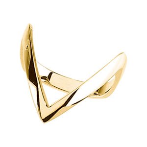 14K White "V" Ring