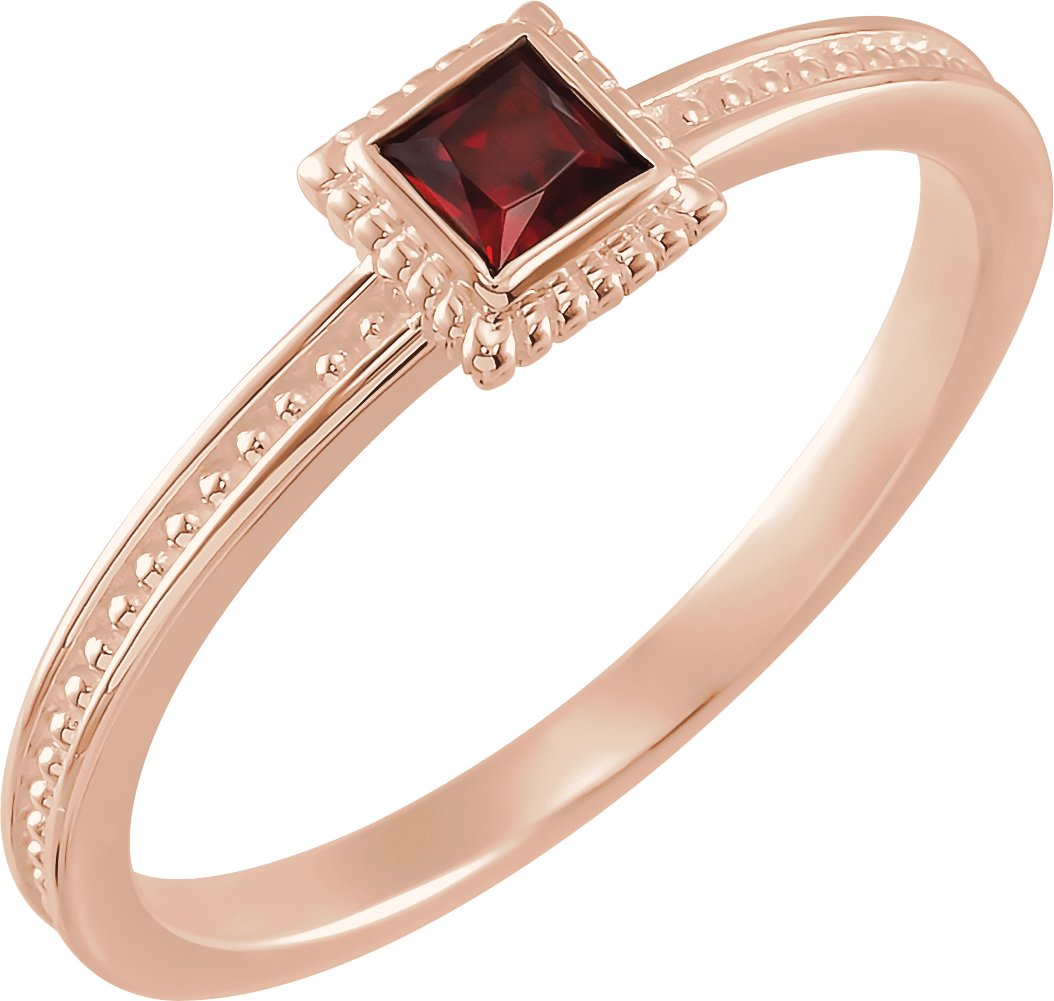 14K Rose Mozambique Garnet Stackable Family Ring Ref 16232574