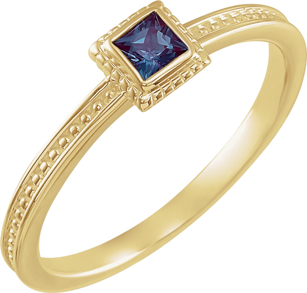 14K Yellow Chatham Created Alexandrite Stackable Family Ring Ref 16232621