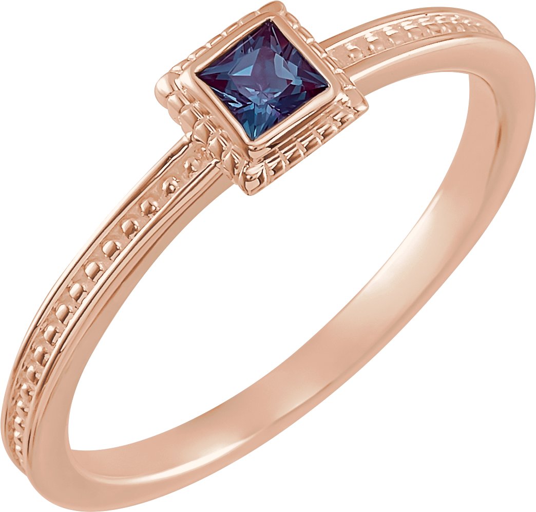 14K Rose Chatham Created Alexandrite Stackable Family Ring Ref 16232622