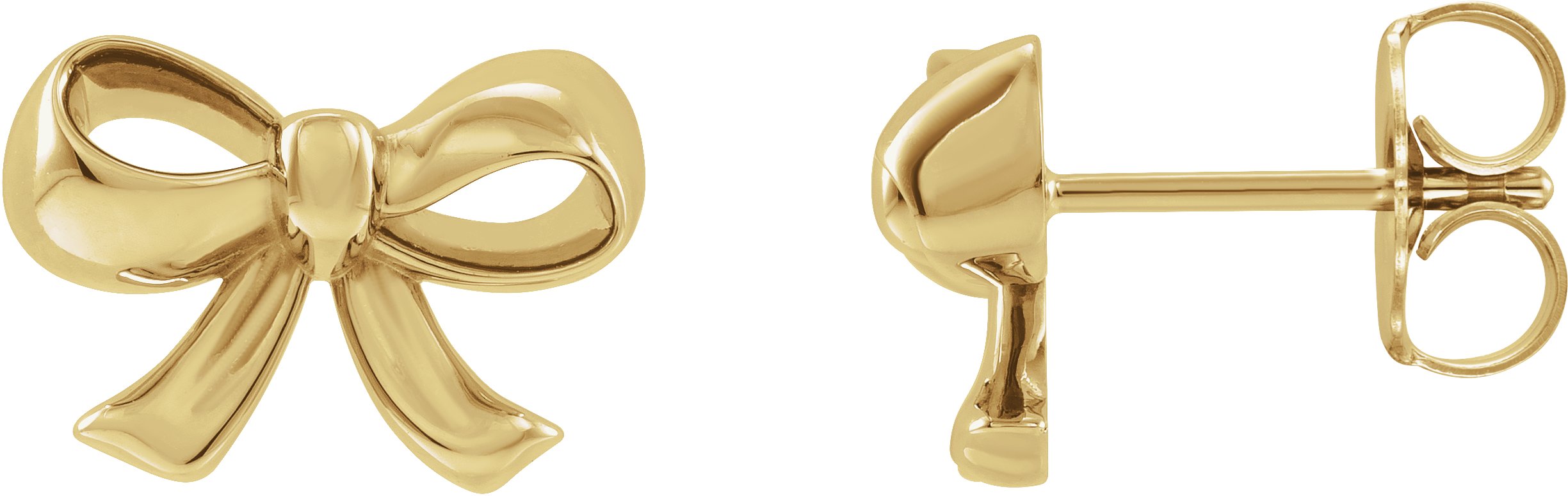 14K Yellow Bow Earrings