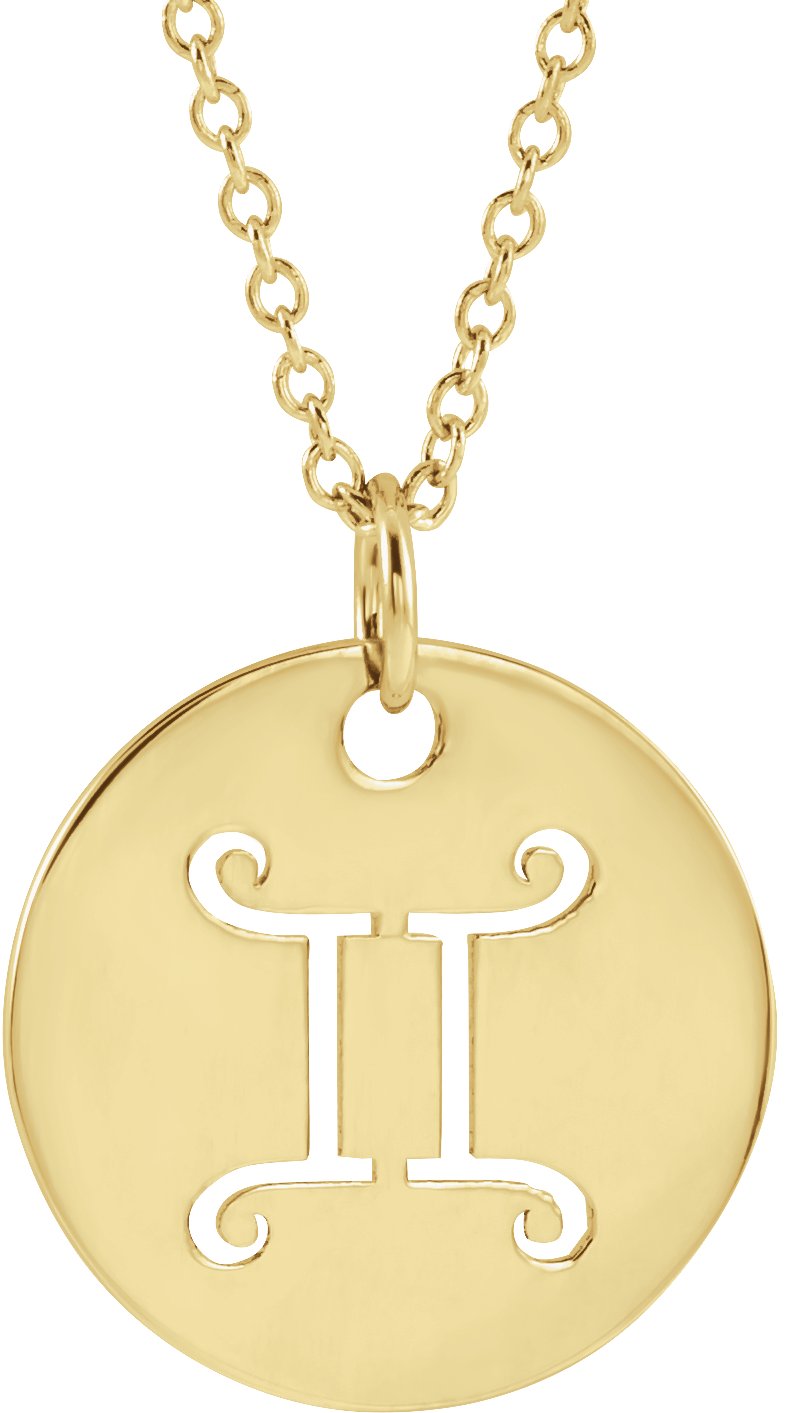 14K Yellow Gemini Zodiac Disc 16 to 18 inch Necklace Ref 17481504