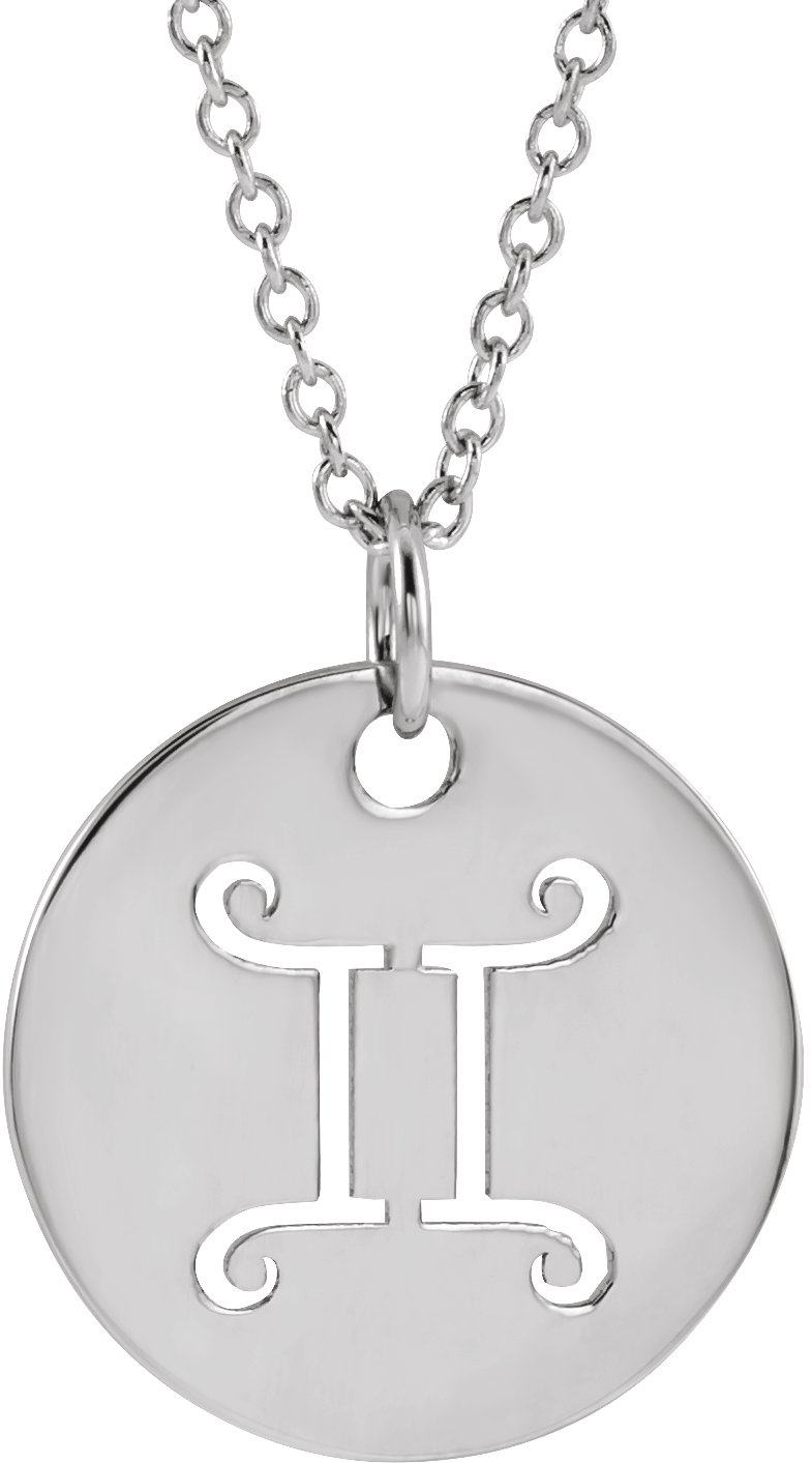 Sterling Silver Gemini Zodiac Disc 16 to 18 inch Necklace Ref 17481507