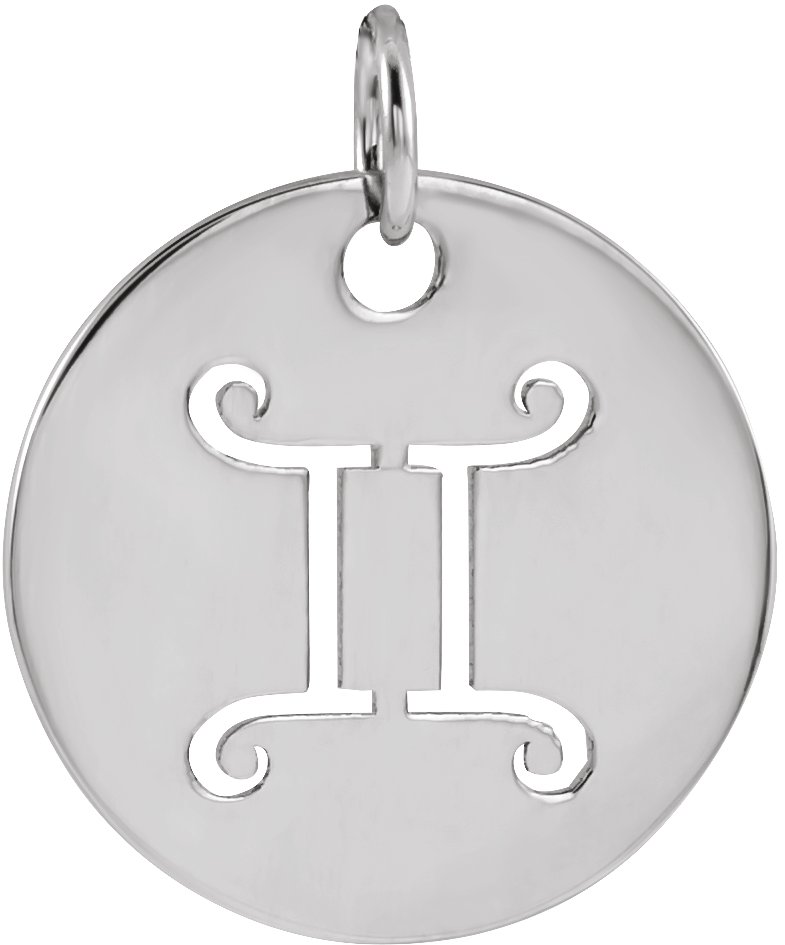 Sterling Silver 16.5 mm Gemini Zodiac Disc Pendant