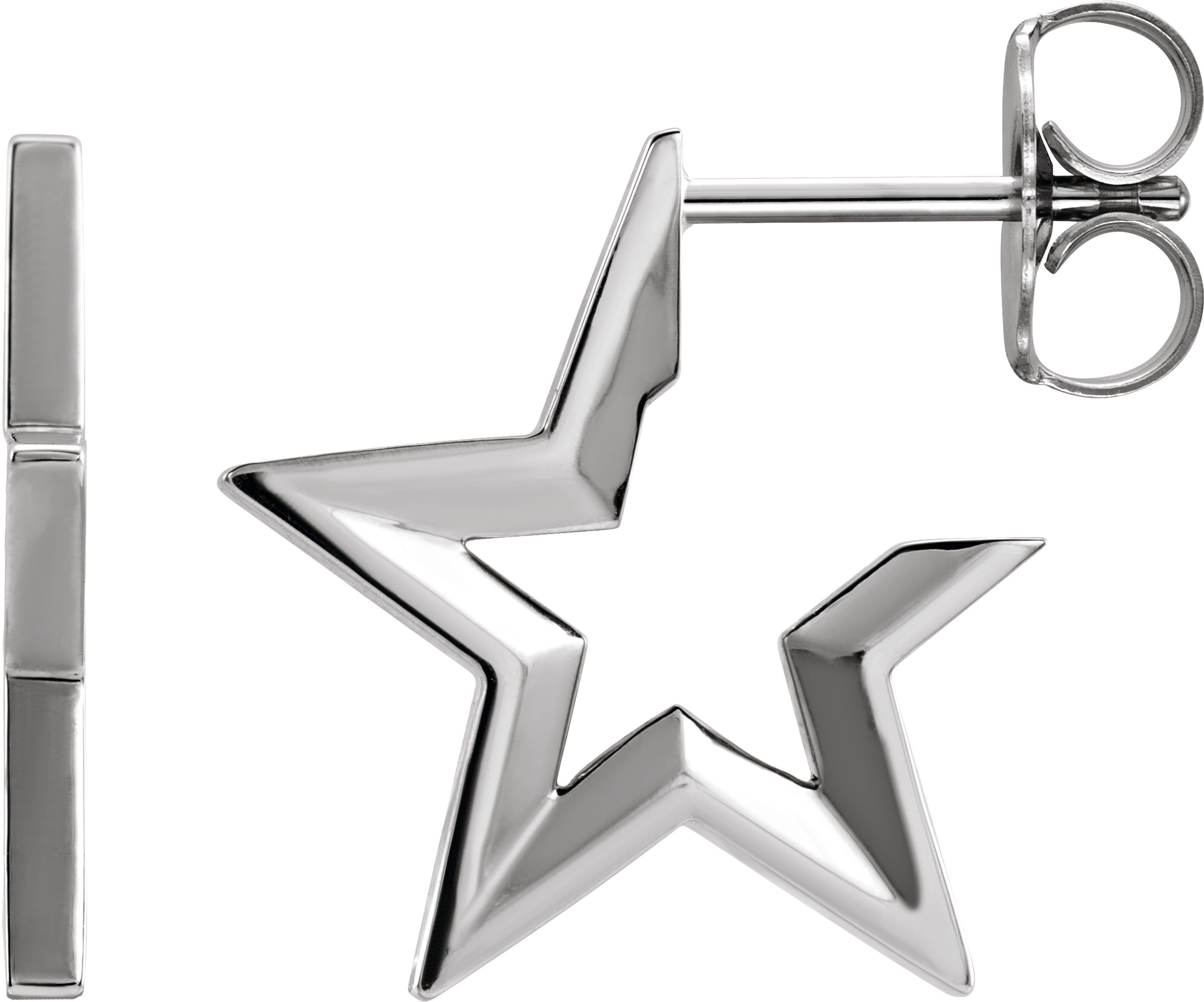 Sterling Silver Star 15.9 mm Hoop Earrings