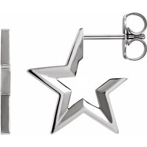 Sterling Silver Star 15.9 mm Hoop Earrings