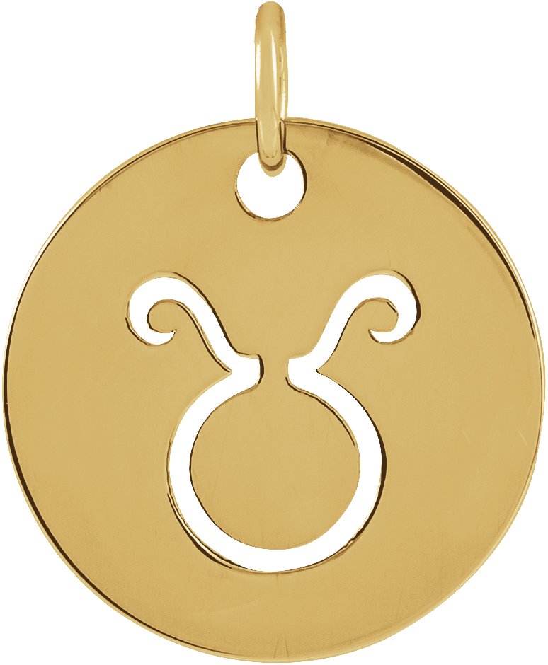 14K Yellow 16.5 mm Taurus Zodiac Disc Pendant