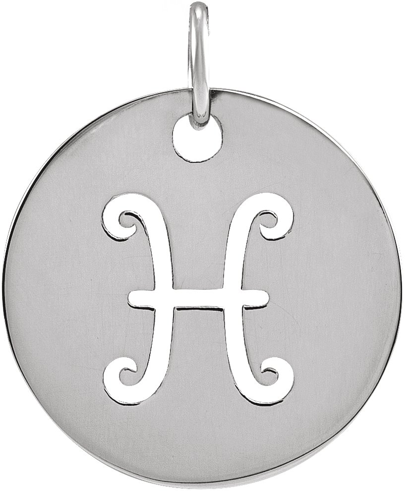 Sterling Silver 16.5 mm Pisces Zodiac Disc Pendant