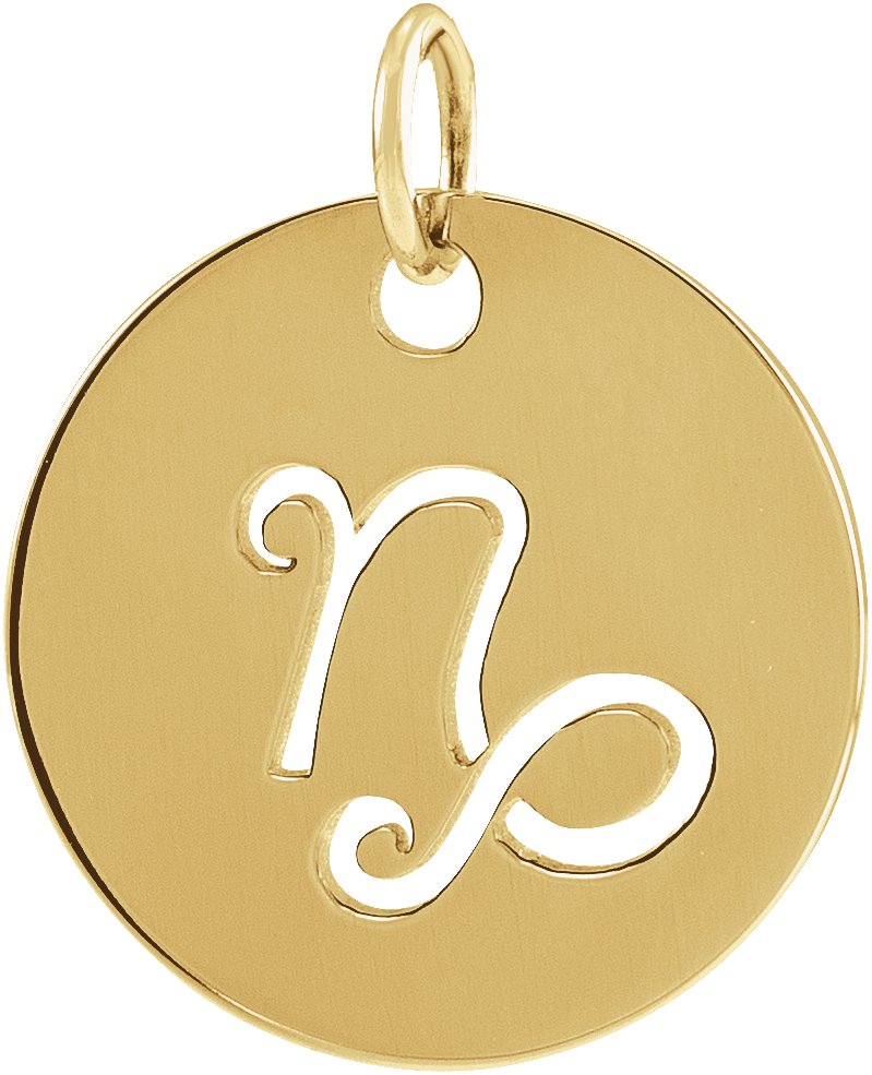 14K Yellow 16.5 mm Capricorn Zodiac Disc Pendant