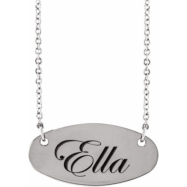 Sterling Silver Engravable Oval 18 Necklace