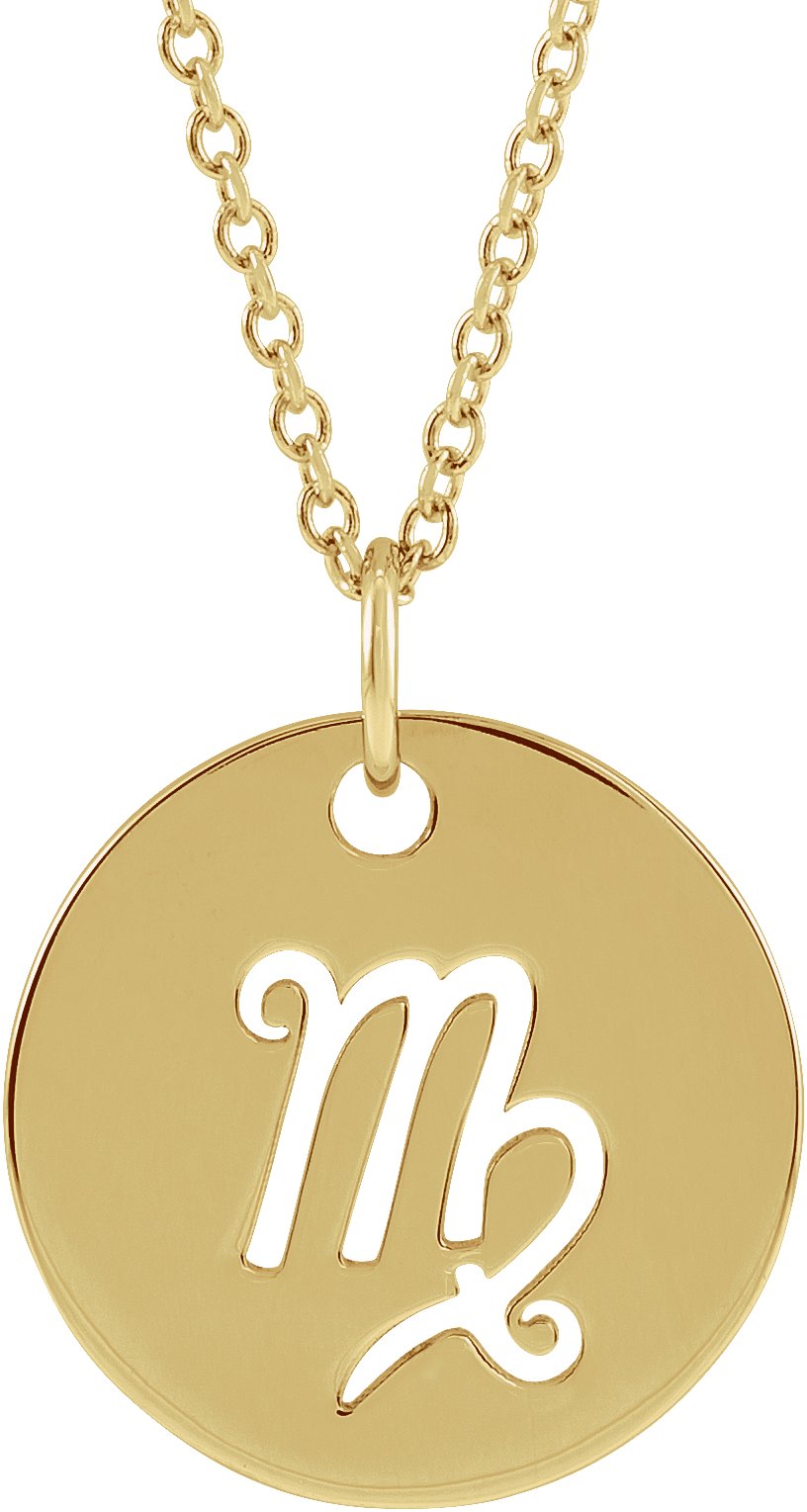 14K Yellow Virgo Zodiac Disc 16 to 18 inch Necklace Ref 17481519