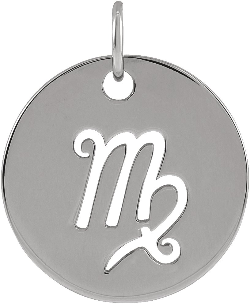 Sterling Silver 16.5 mm Virgo Zodiac Disc Pendant