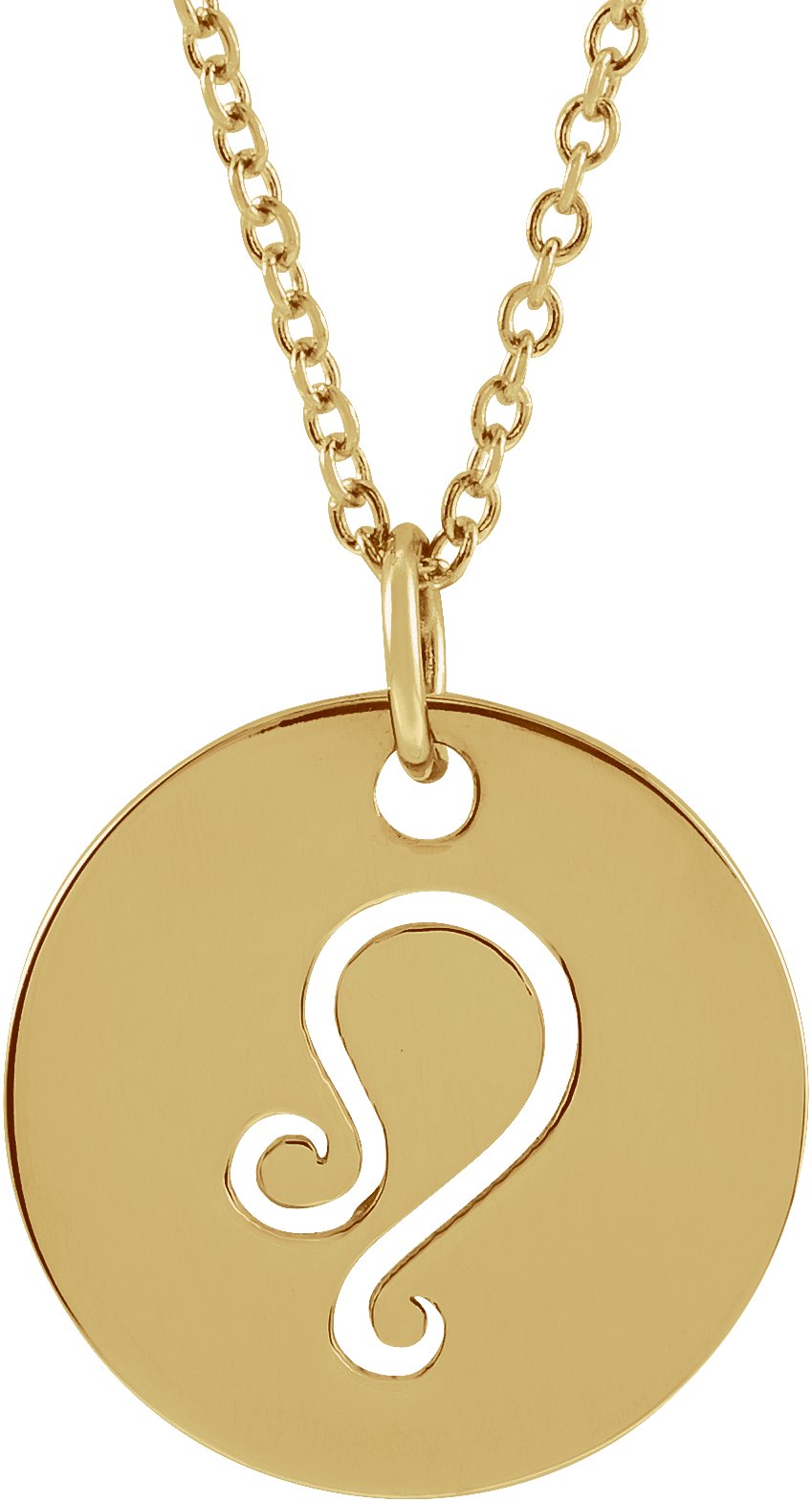 14K Yellow Leo Zodiac Disc 16 to 18 inch Necklace Ref 17481514