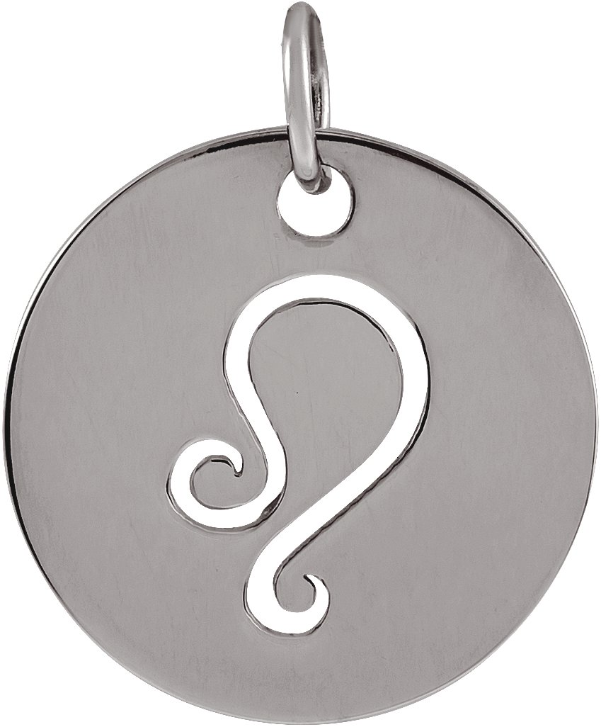 14K White 16.5 mm Leo Zodiac Disc Pendant