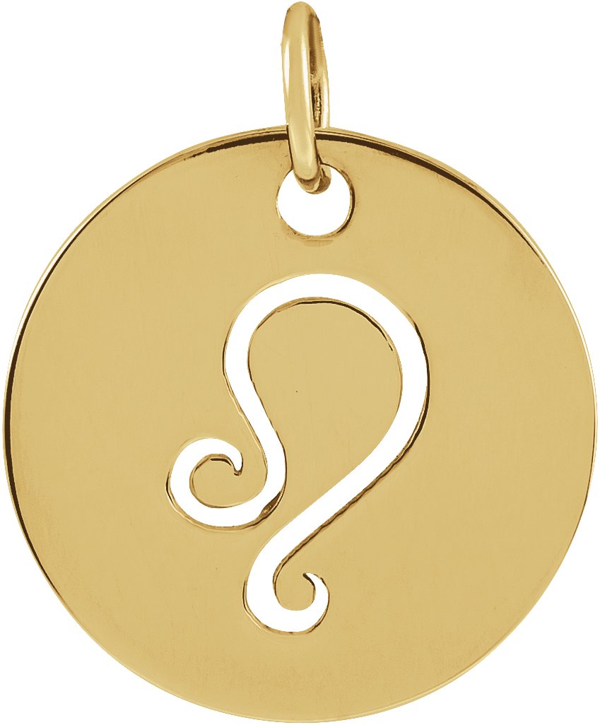 14K Yellow 16.5 mm Leo Zodiac Disc Pendant