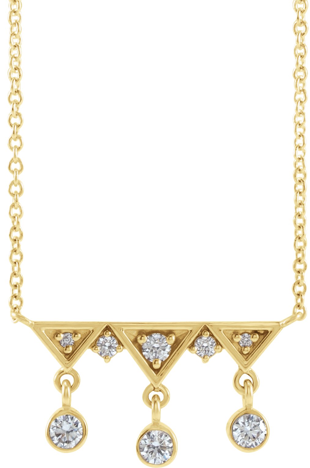 14K Yellow 1/5 CTW Natural Diamond Fringe Bar 18" Necklace