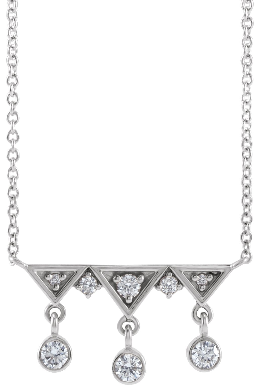 14K White 1/5 CTW Natural Diamond Fringe Bar 18" Necklace