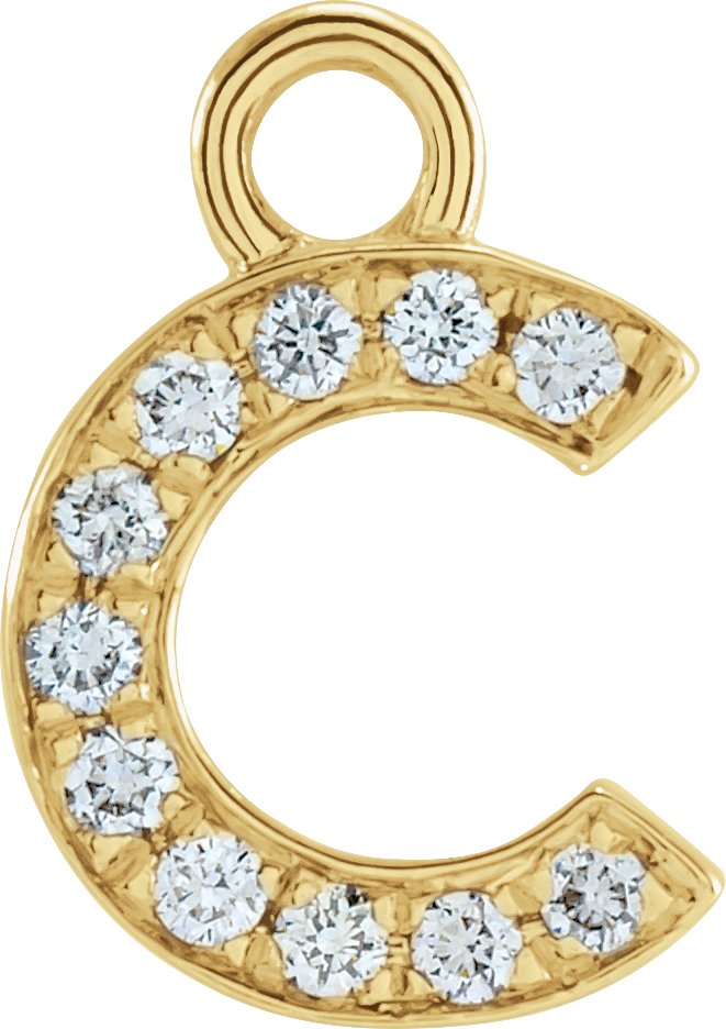 14K Yellow .04 CTW Natural Diamond Initial C Dangle