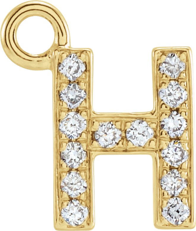 14K Yellow .05 CTW Natural Diamond Initial H Dangle