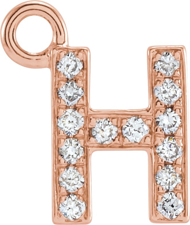 14K Rose .05 CTW Natural Diamond Initial H Dangle