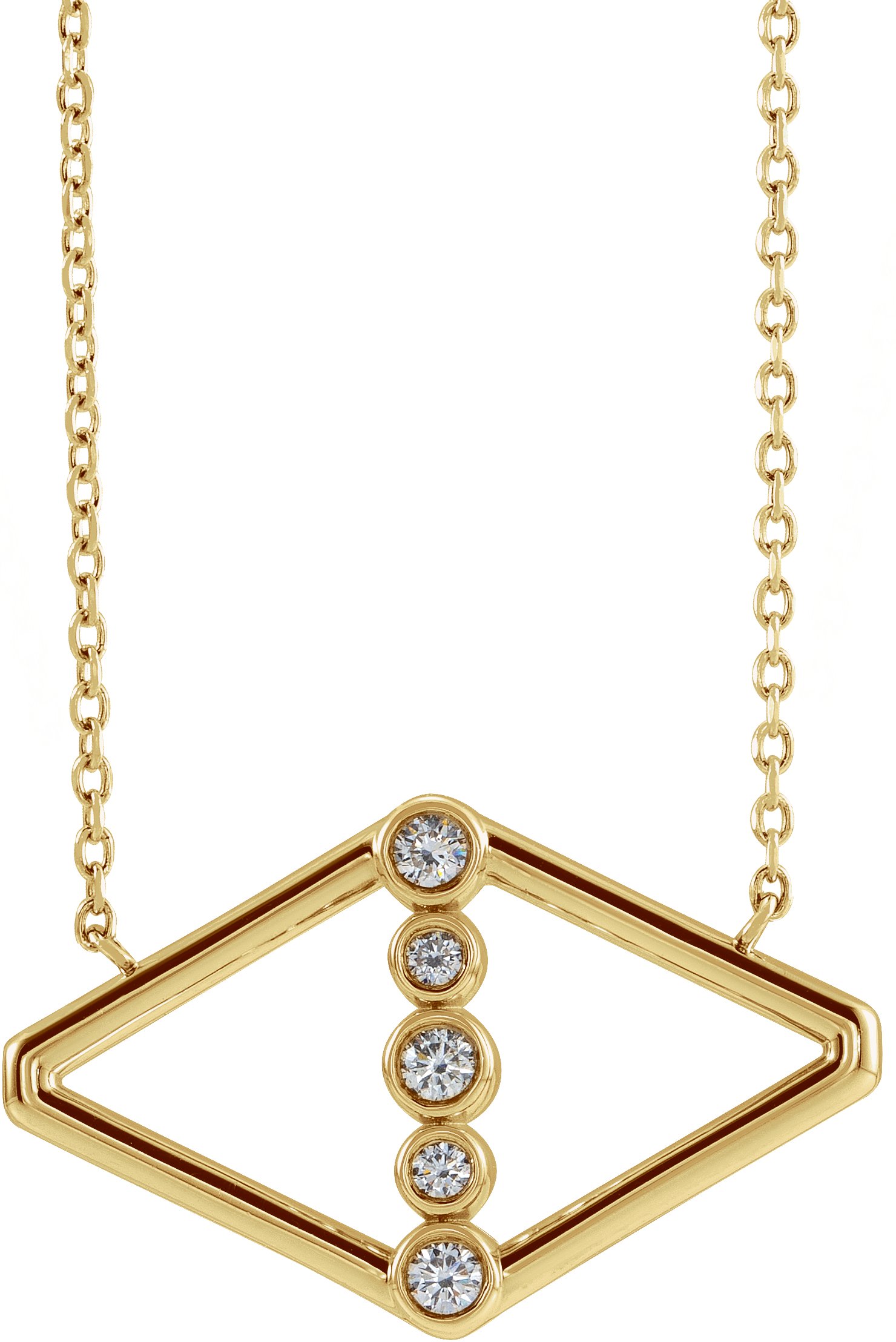 14K Yellow 1/8 CTW Natural Diamond Geometric 18" Necklace