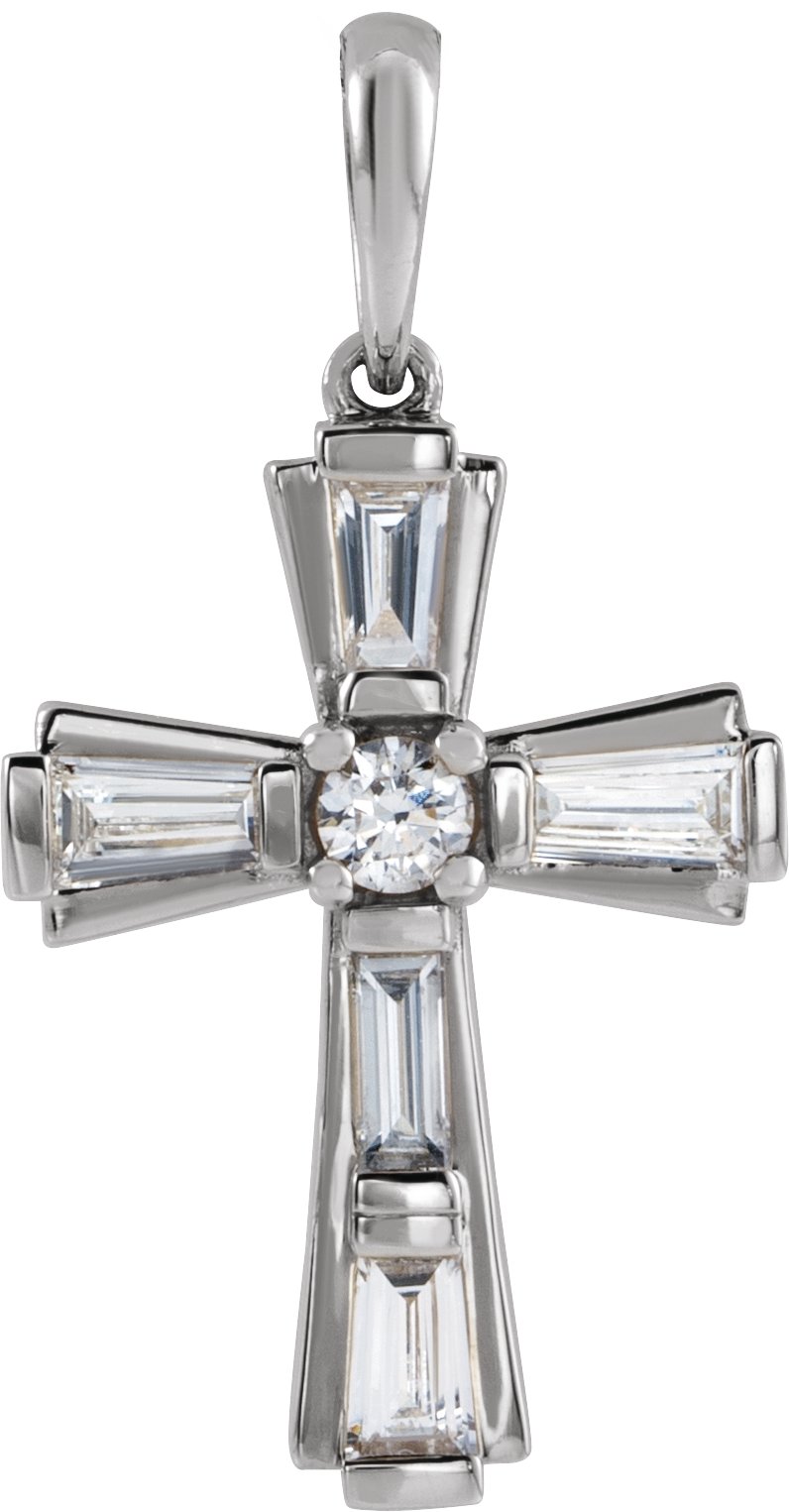 Accented Baguette Cross Necklace or Pendant