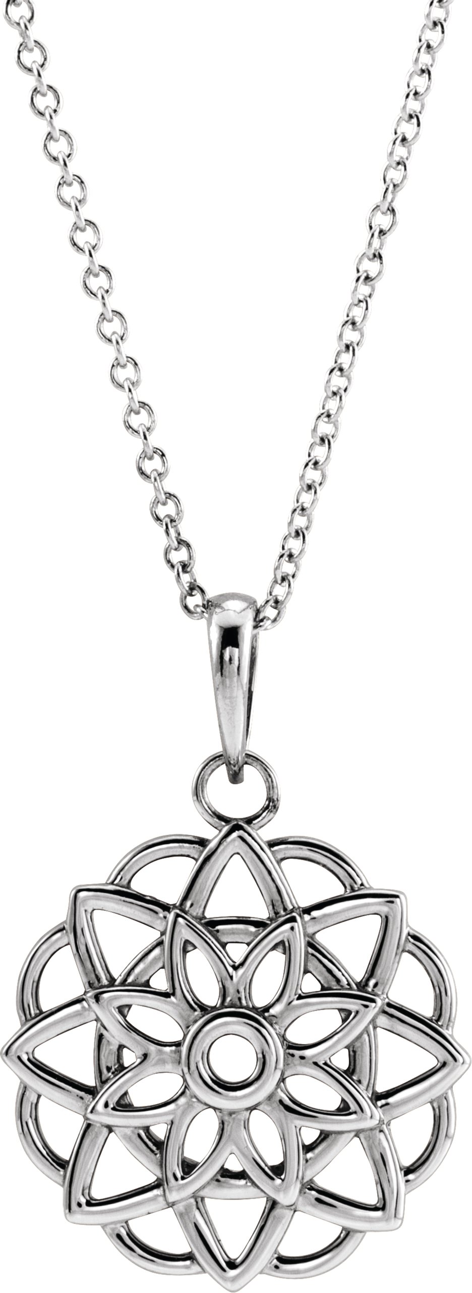 Sterling Silver Floral 16-18" Necklace