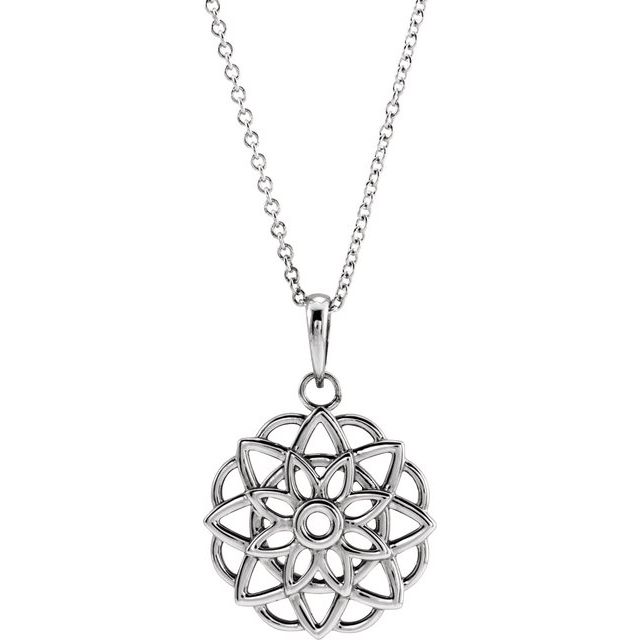 Sterling Silver Floral 16-18 Necklace