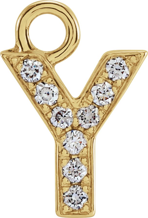 14K Yellow .03 CTW Natural Diamond Initial Y Dangle