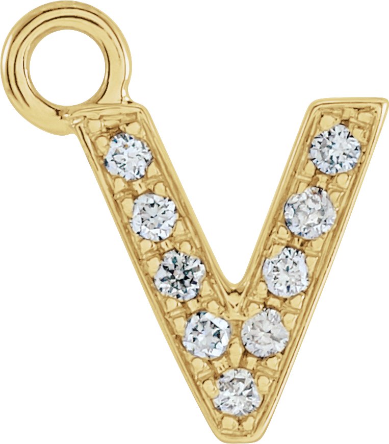 14K Yellow .03 CTW Natural Diamond Initial V Dangle