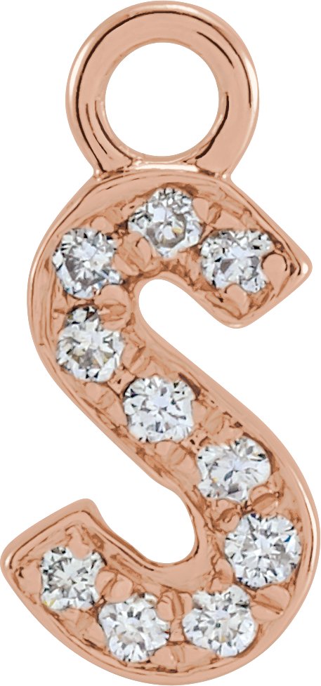 14K Rose .05 CTW Natural Diamond Initial S Dangle