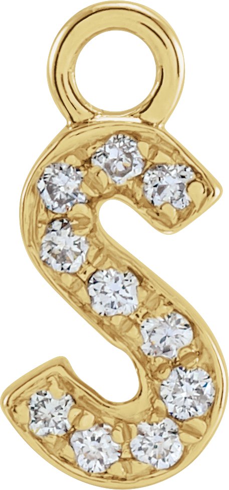 14K Yellow .05 CTW Natural Diamond Initial S Dangle